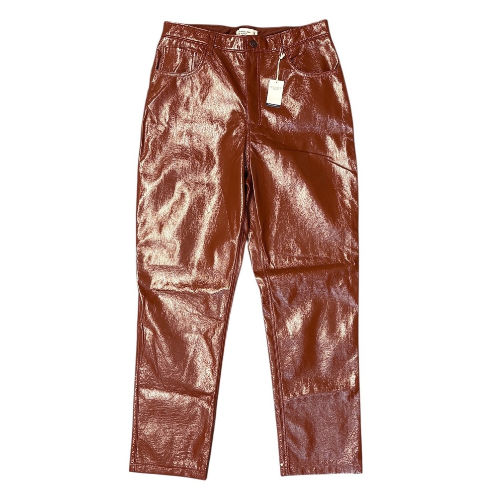Abercrombie & Fitch Curve Love 90s Straight Vegan Leather Pants Size 32 / 14